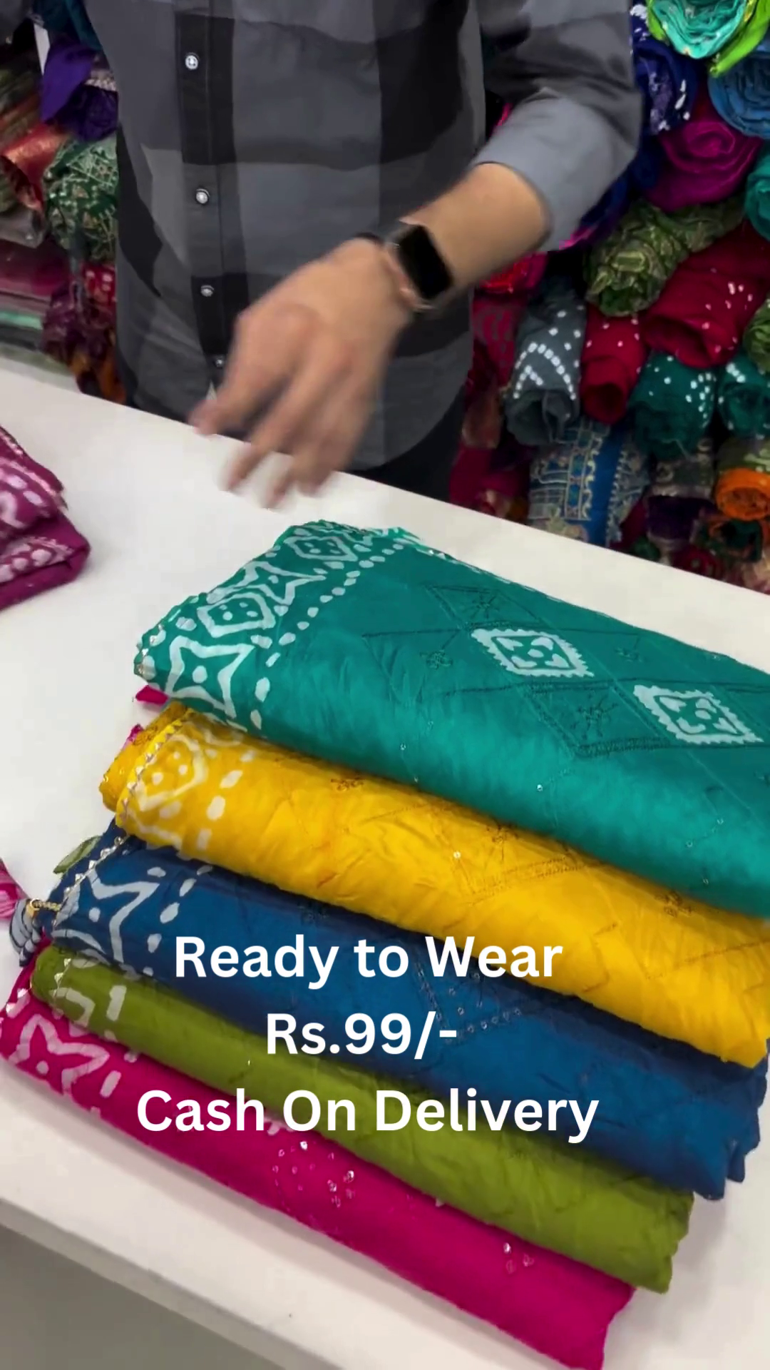 Ready-to-Wear Bandhej Embroidered Sarees – Assorted Vibrant Colors - Image 2