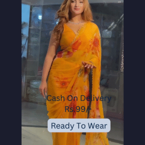 Sunshine Yellow Floral Ready-to-Wear Saree – Grace with Effortless Glam