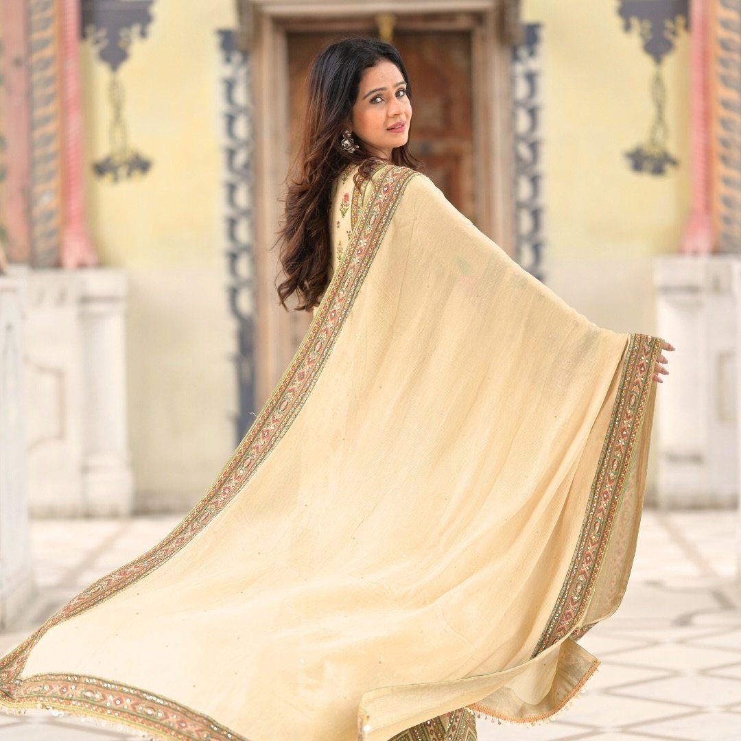 Stylish Chikoo Viscose Embroidered Designer Sharara Plazo Salwar Suit - Image 2