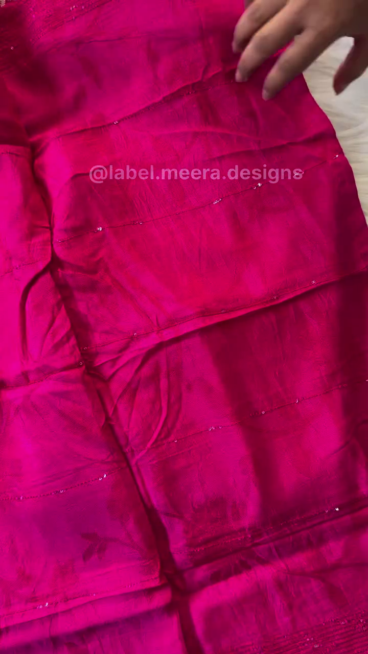 Elegant Magenta Floral Print Suit Set with Embellished Neckline and Matching Dupatta - Image 5
