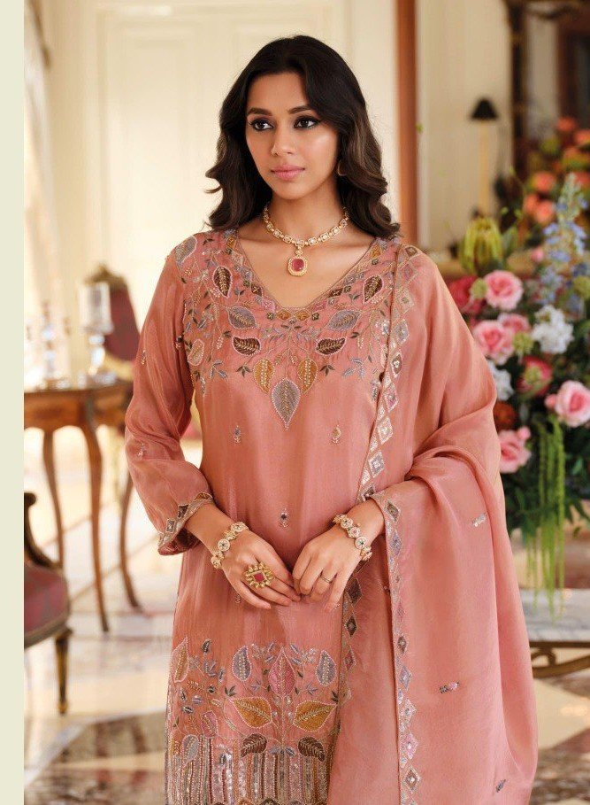 Zari-Work Silk Organza Palazzo Set