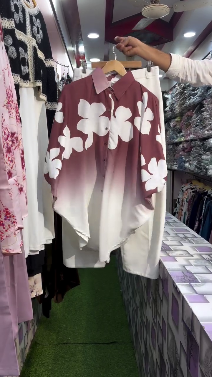 Women Ombre Floral Print Button-Down Shirt | Stylish Casual Wear Top - Image 5