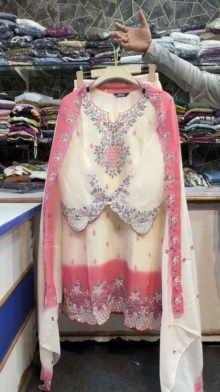 Elegant White & Mauve Embroidered Ethnic Suit Set – Festive & Party Wear - Image 3