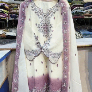Elegant White & Mauve Embroidered Ethnic Suit Set – Festive & Party Wear