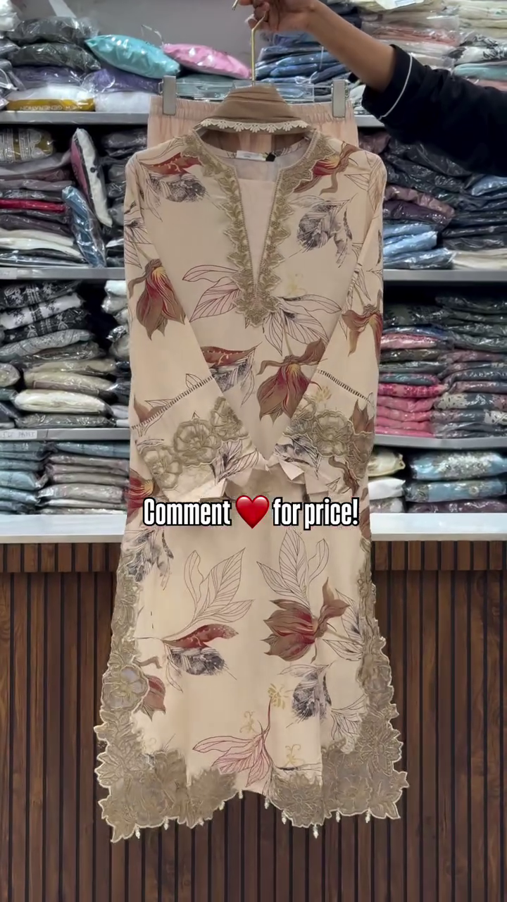 Elegant Black Floral Printed Embroidered Kurti – Festive & Party Wear for Women - Image 2