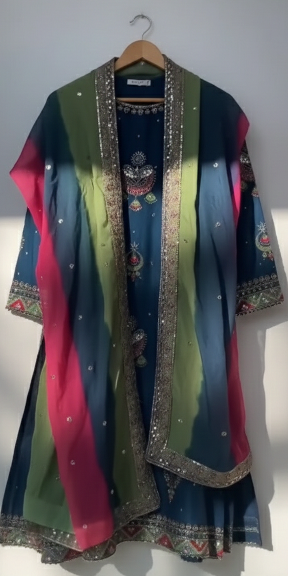 Zeenat Embroidered Silk Set - Image 4