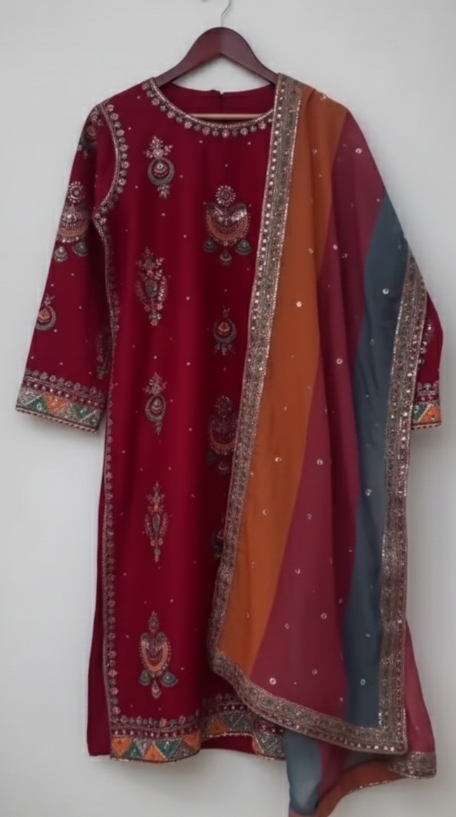 Zeenat Embroidered Silk Set